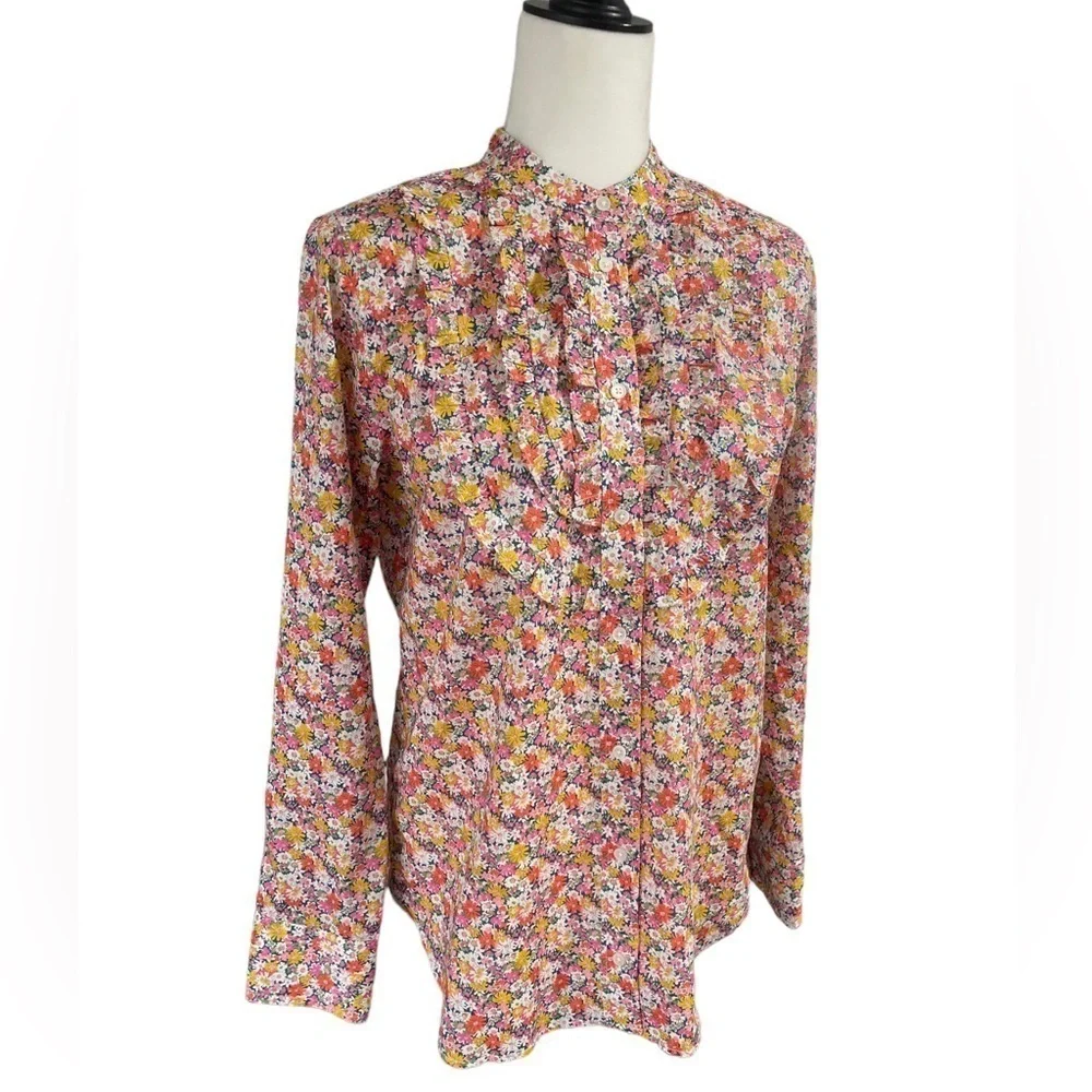 J.Crew Band-collar Ruffle-front shirt in Liberty® Libby Floral Small